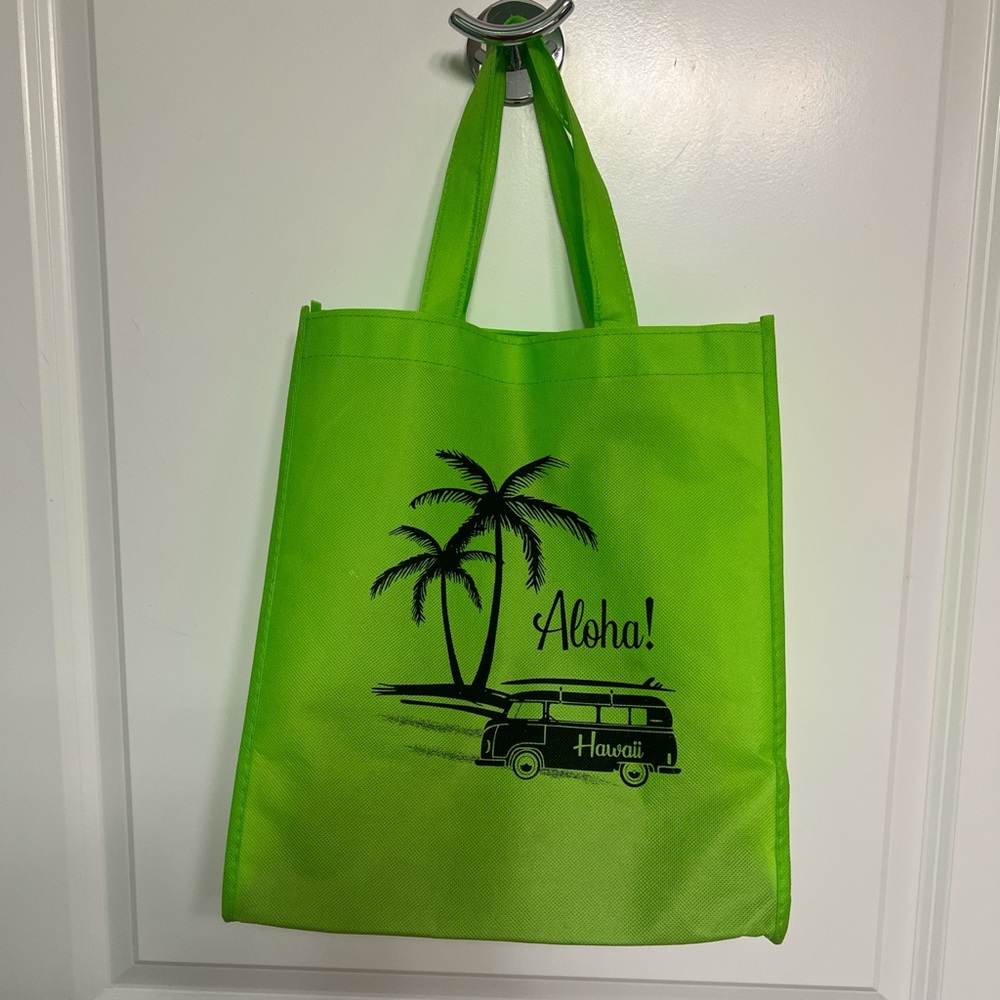 Green Tote Bag with Palm Tree